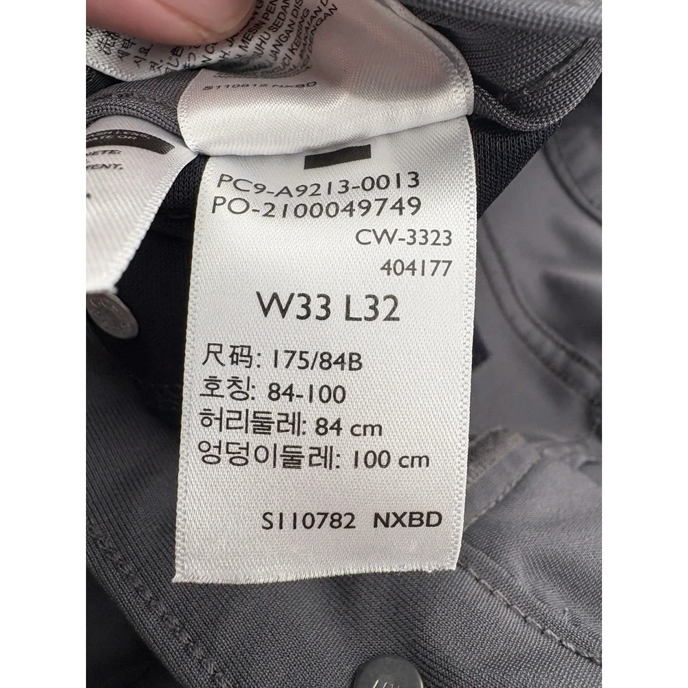 Levi's 511 Slim Tech Five Pocket Pants Mid Rise Stretch Gray UPF 50+ Men 33X32